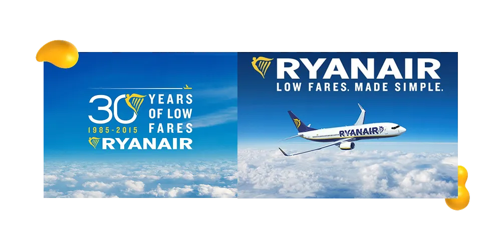 Brand positioning examples showing Ryanair low-cost no-frills positioning strategy by Designity
