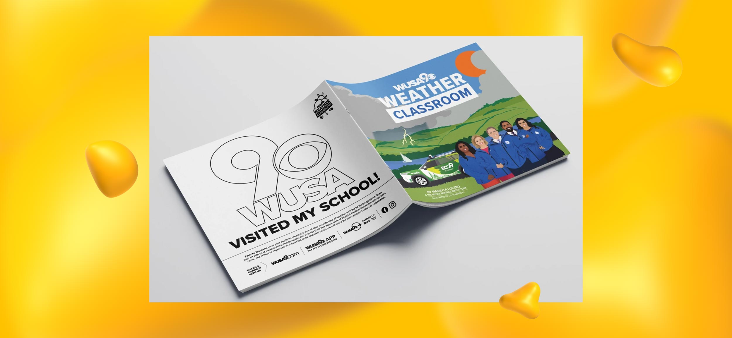 Weather Classroom TV promo illustrations for WUSA9, one of J.D.'s creative projects.