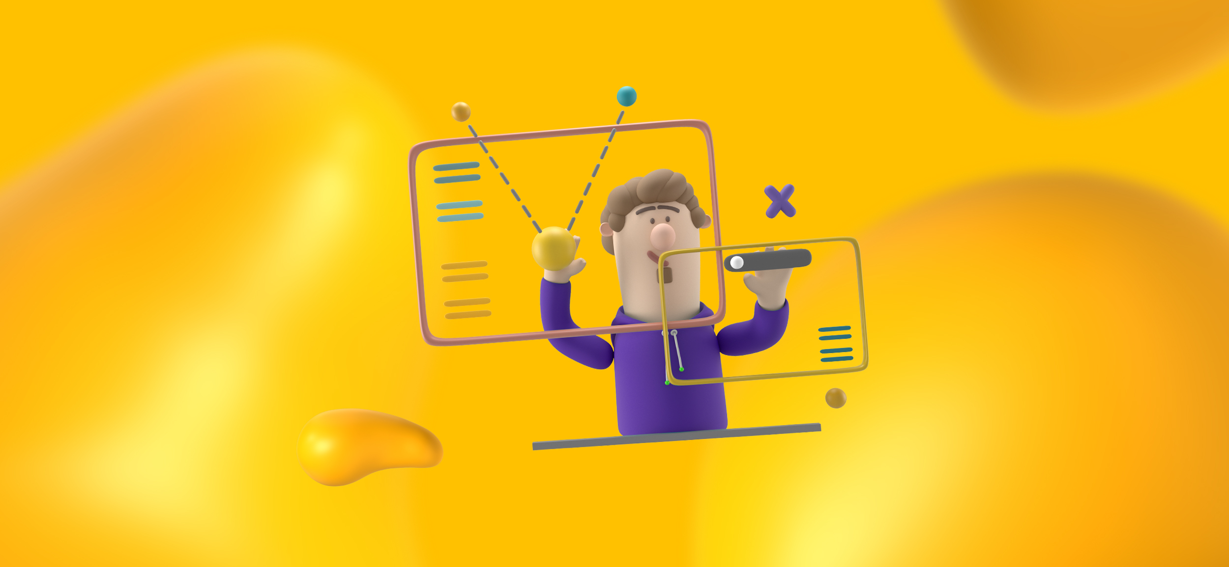 A 3D man working on a transparent whiteboard and tablet. Creating content that educates is the 3rd step in a client-centered legal marketing strategy.