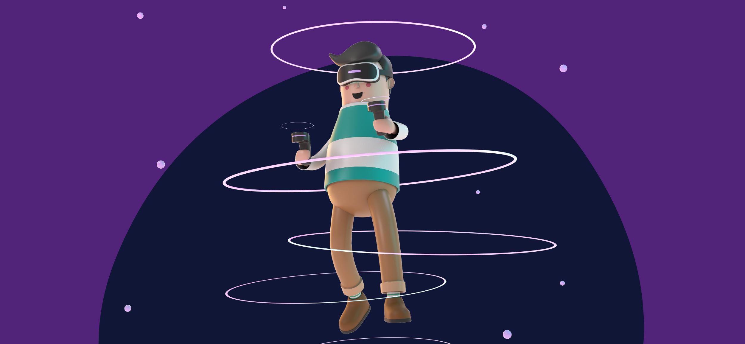 Man playing a virtual reality game.