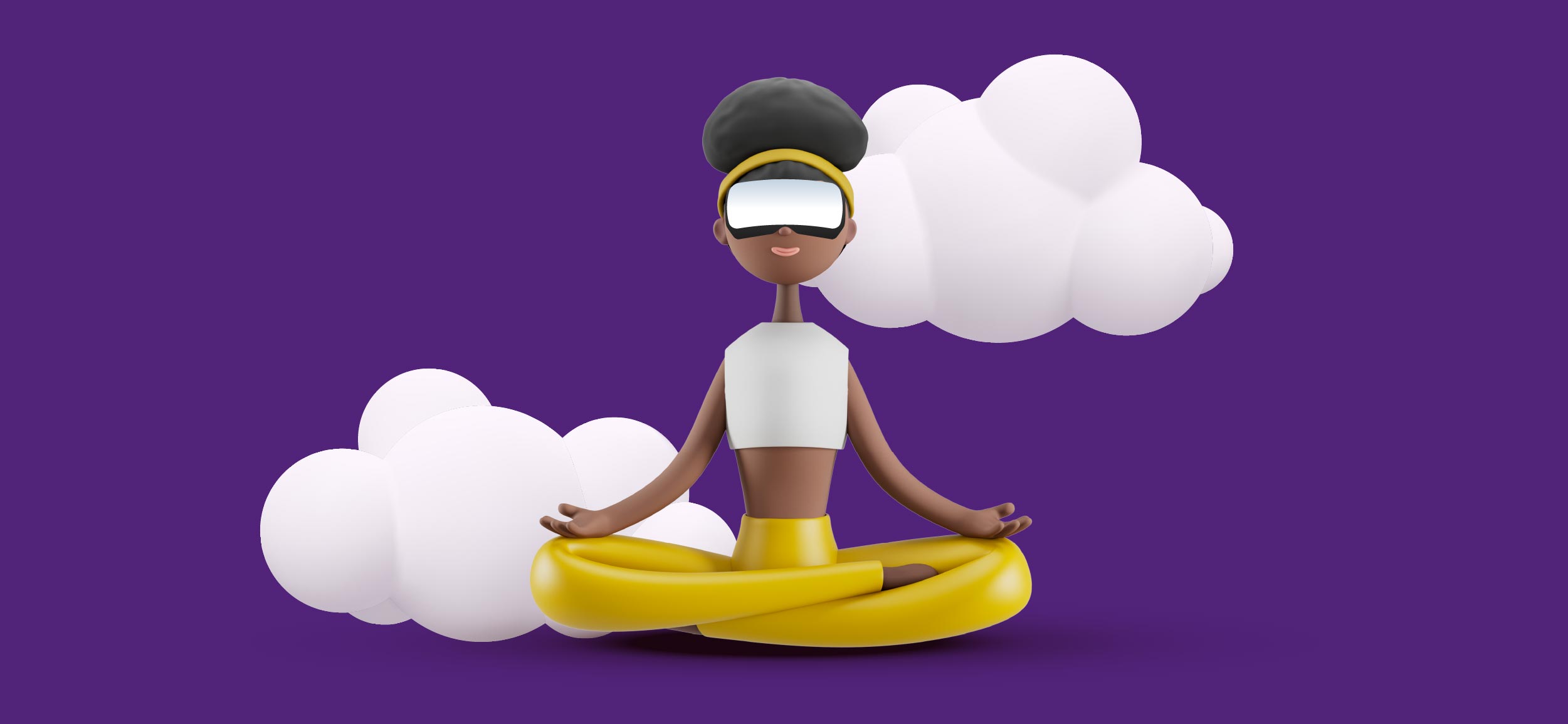 Woman using a virtual reality meditation app.