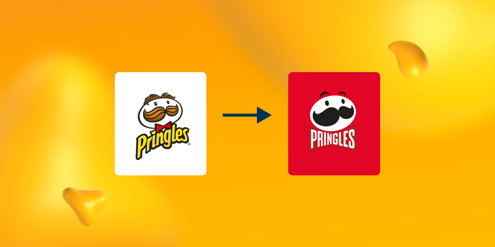 Old and new logo for Pringles.
