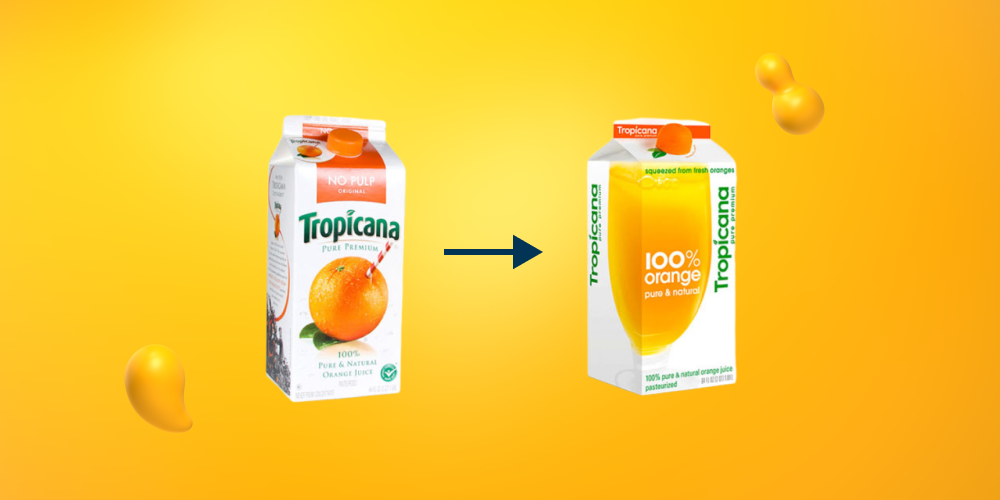 Old and new logo for Tropicana.
