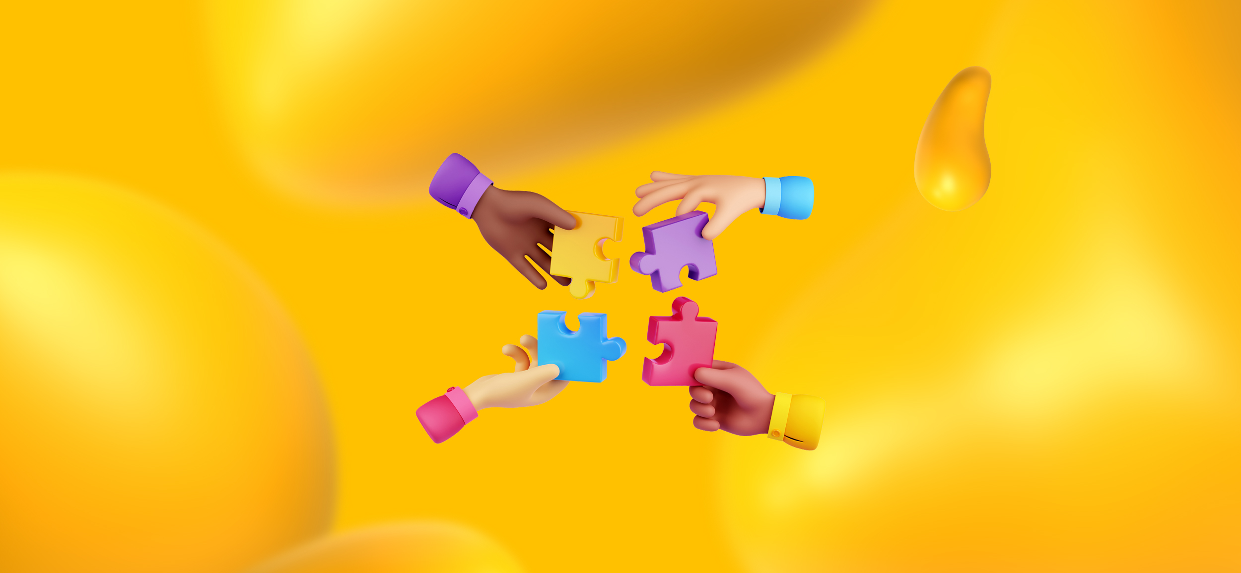 4 hands bring 4 puzzle pieces together in the center. Here are the benefits a design parter brings to the table.