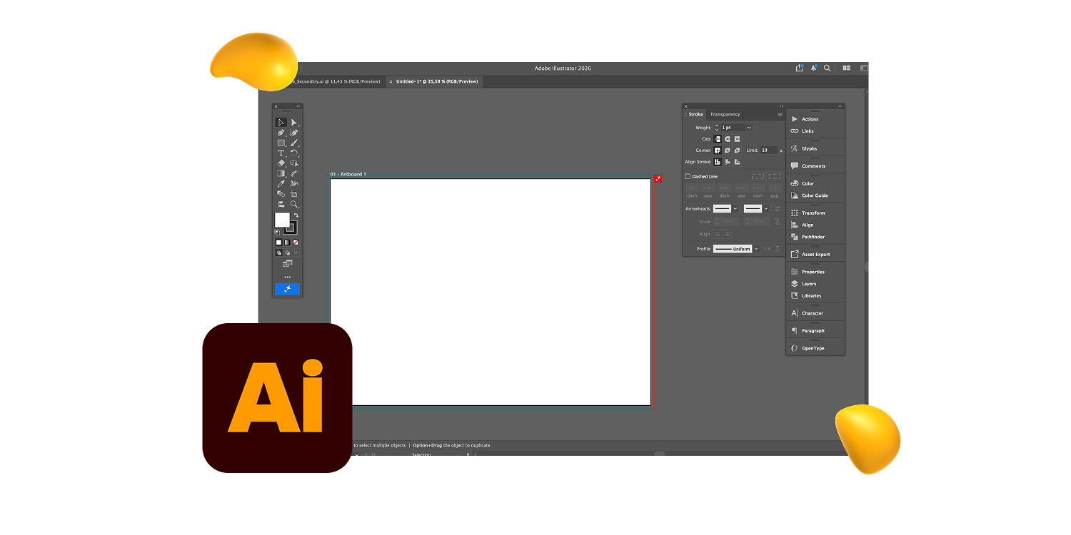 Designity review of Adobe Illustrator graphic design software featuring its design interface and creative tools.