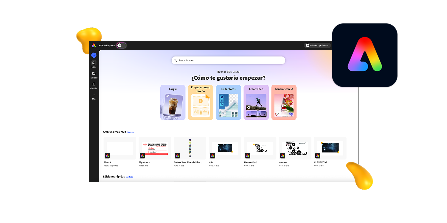 Designity review of Adobe Express graphic design software featuring its design interface and creative tools.