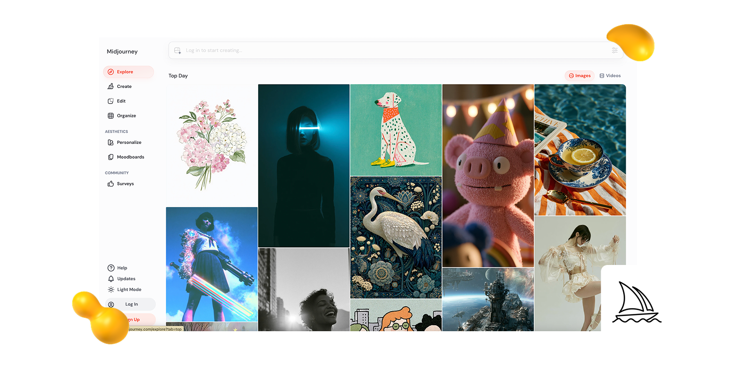 Midjourney homepage featured in Designity’s AI design tools guide for high-quality AI image generation