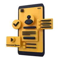 A black and yellow 3D cartoon clipboard.