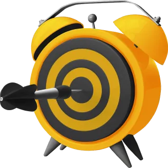 A black and yellow alarm clock.