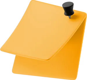 A sticky note held up with a thumbtack.
