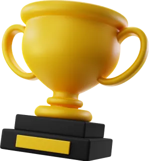 A black and yellow trophy.