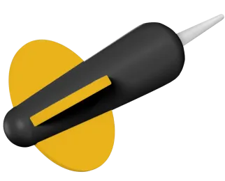 A black and yellow dart.