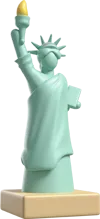 A 3D illustration of the Statue of Liberty.