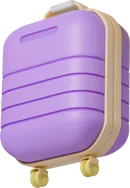 A 3D illustration of a purple suitcase.