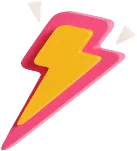 A 3D illustration of a yellow lightening bolt, outlined in red.