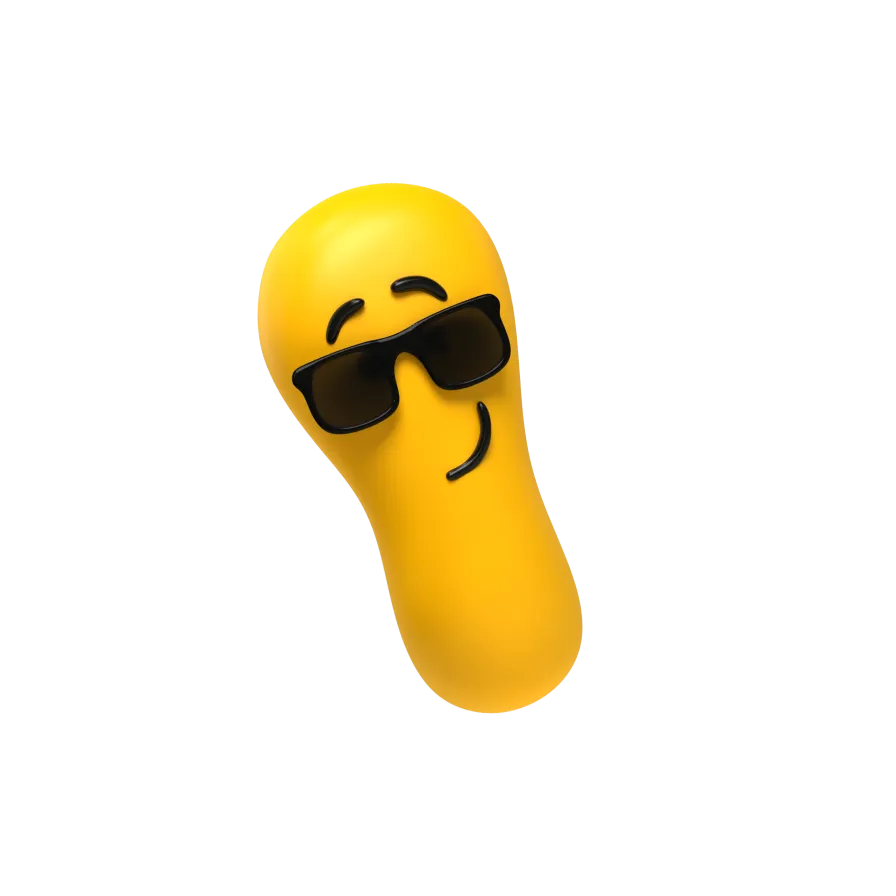 A Designity blob with sunglasses