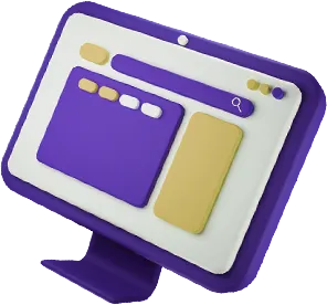 A 3D illustration of a computer monitor.