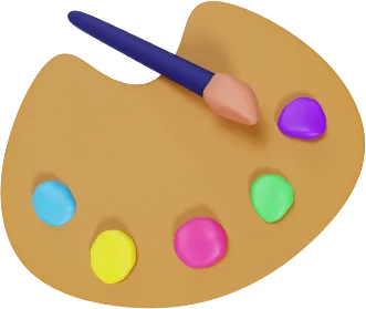 A 3D illustration of a painter's palette. 