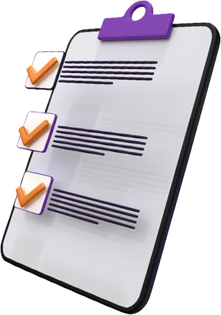 A clipboard with 3 checked-off items.