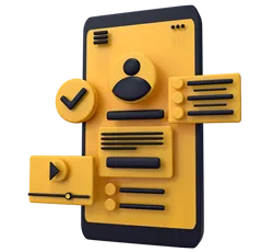 A black and yellow smartphone screen, for being responsible and reliable, a Designity core value.