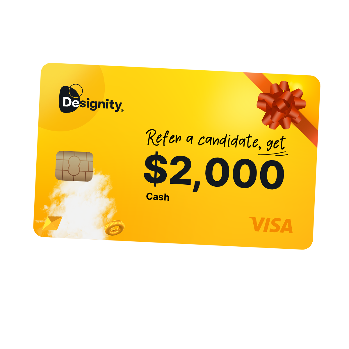 A bearded man wearing Designity yellow and shouting into a megaphone.