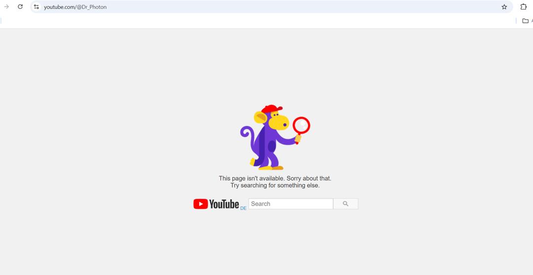 Screenshot of YouTube copyright takedown result