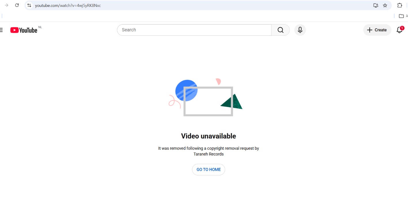 YouTube takedown screenshot 1