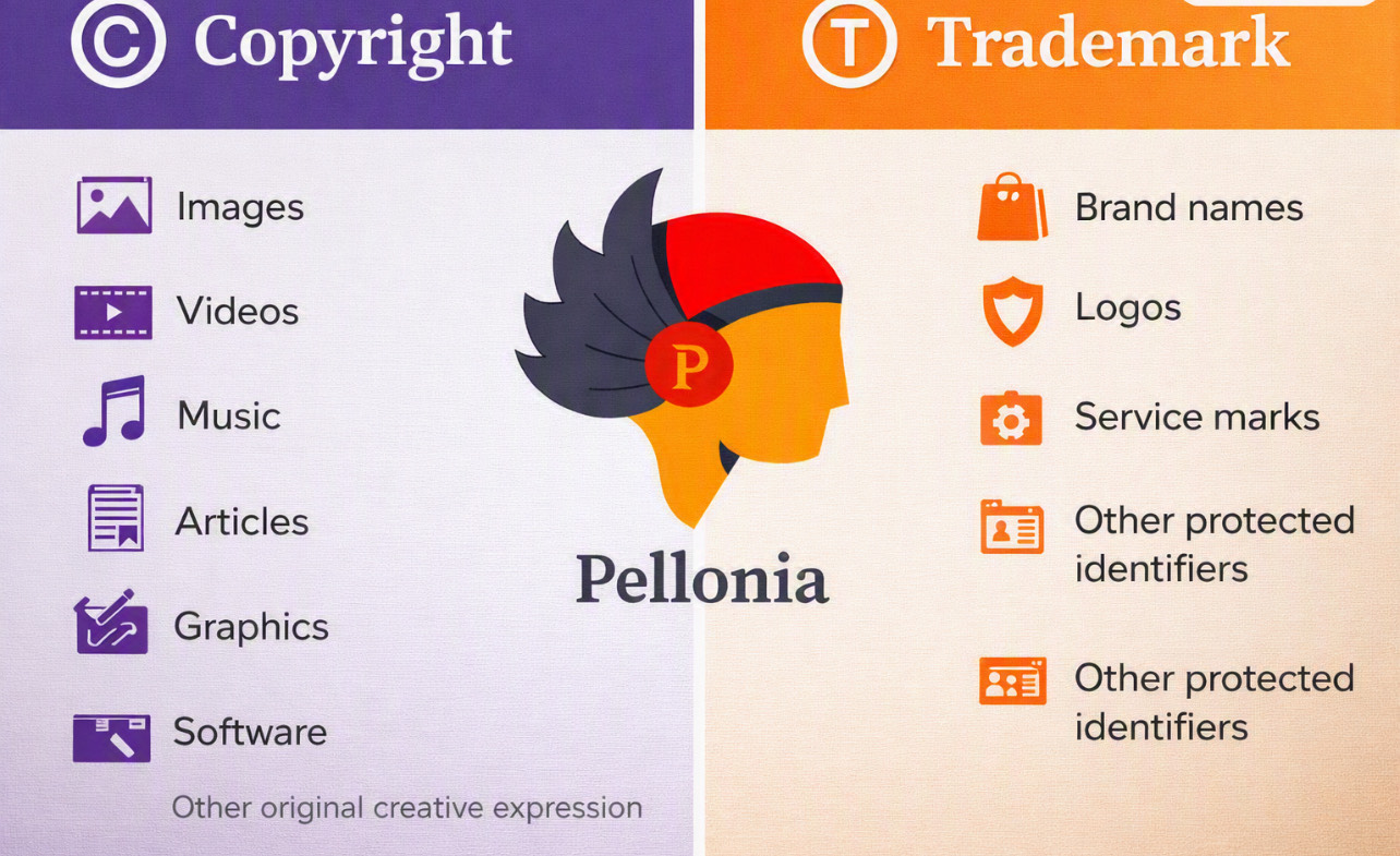 Diagram comparing copyright and trademark in Telegram brand abuse