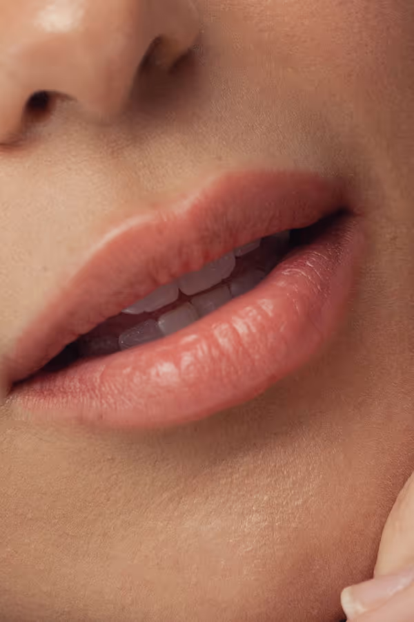 Close-up of a woman’s parted lips