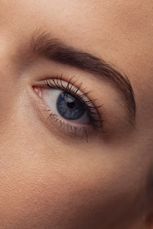 Close-up of a woman’s eye and eyebrow