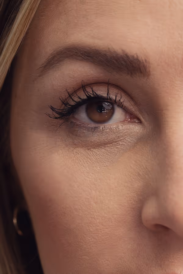 Close-up of a woman’s eye and eyebrow