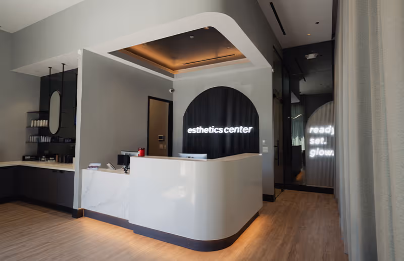 Reception area at Esthetics Center medical spa at Fair Oaks, CA