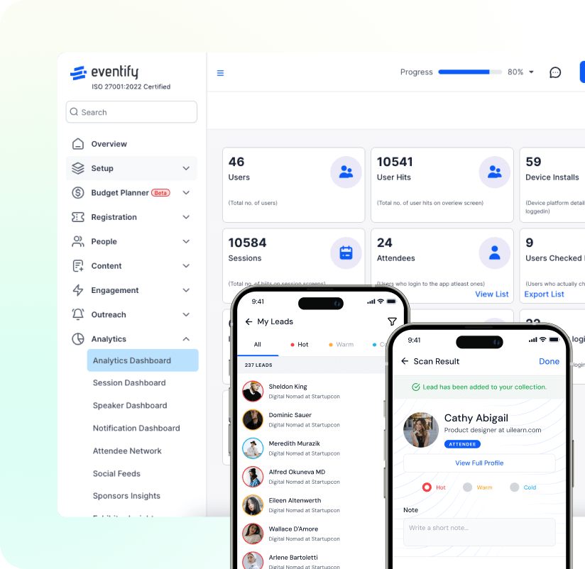 mobile mockup showing event community and social networking screen