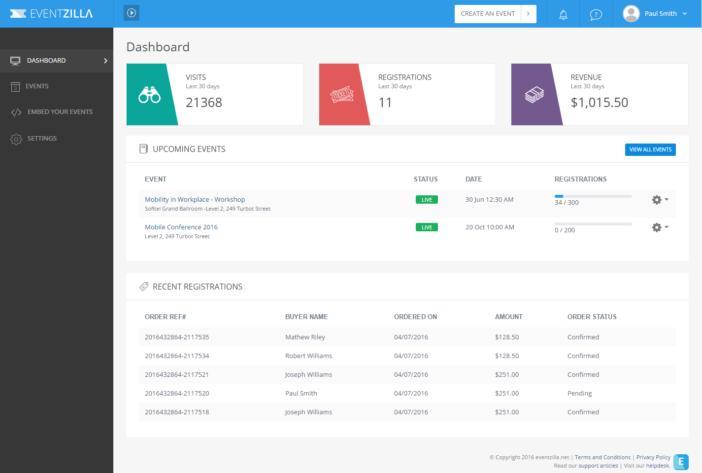 Eventzilla event registration platform