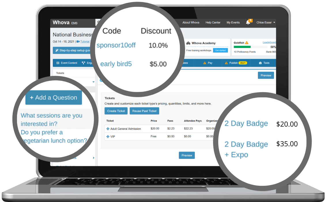 Whova conference management platform screenshot