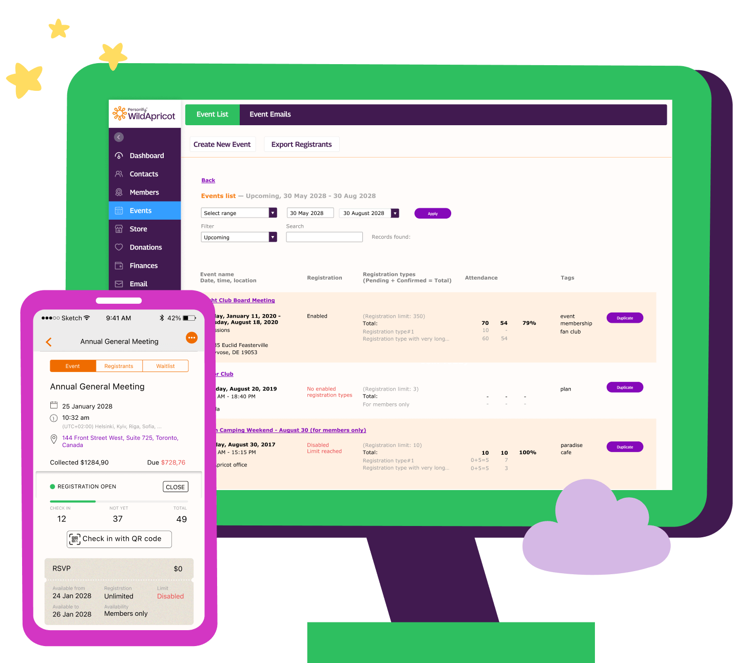 Wild Apricot membership management platform screenshot