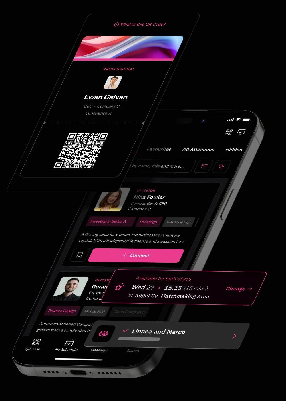 Brella event networking app interface