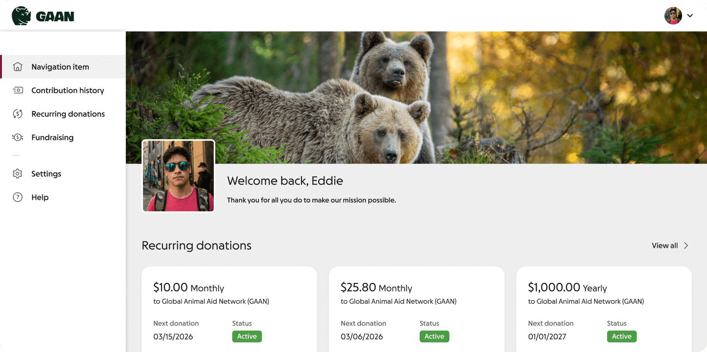 Classy (GoFundMe Pro) peer-to-peer fundraising interface