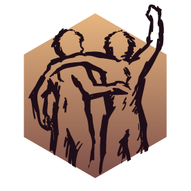 icon of two men standing side by side with arms around each other