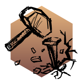 icon of a hammer smashing a nail to carve a sculpture