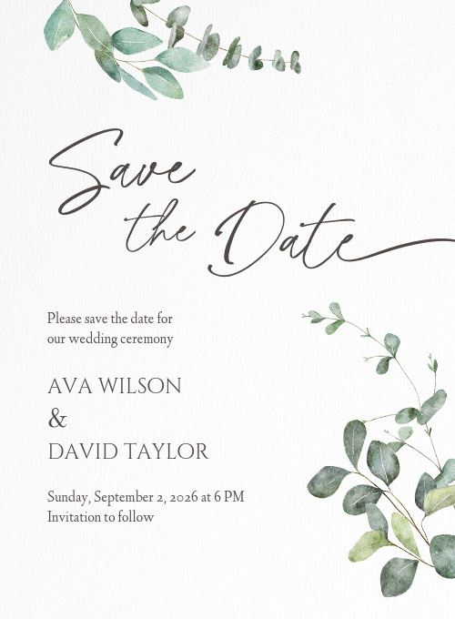 Watercolor Eucalyptus (Save the Date)