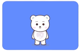 Gift card design: white bear on blue