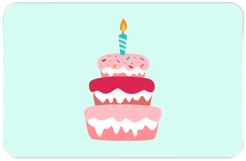 Gift card design: celebration cake