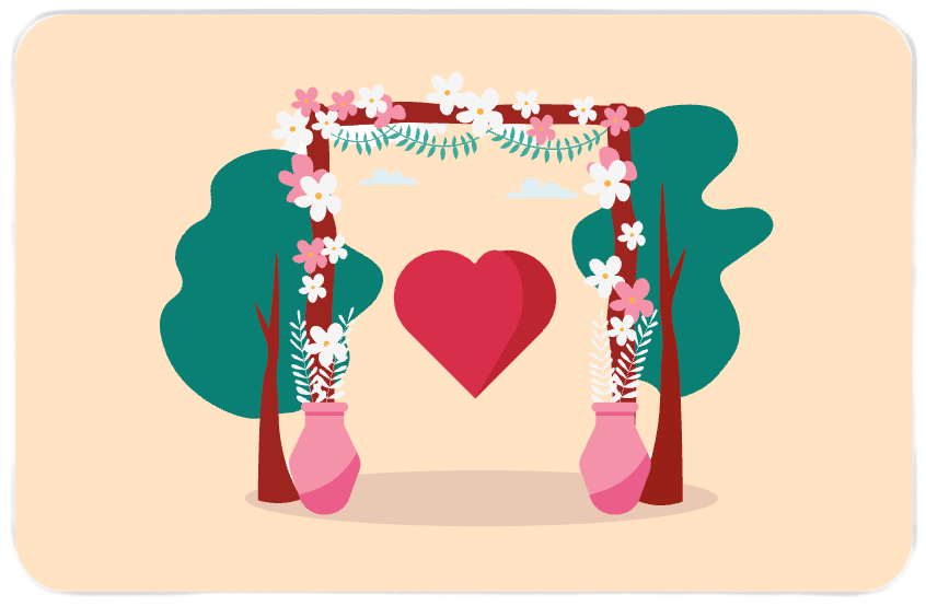 Gift card design: pink heart in a gift box on blush