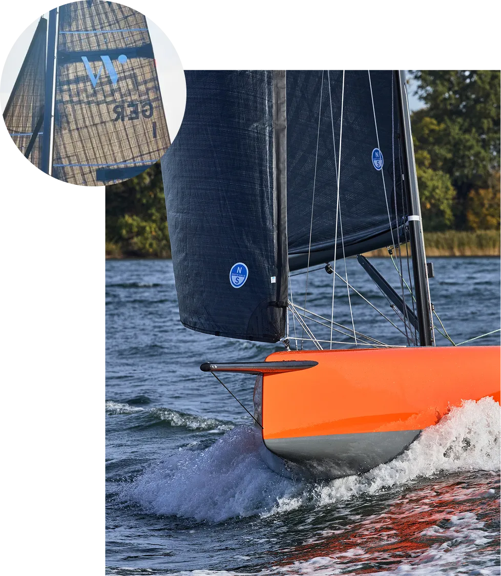Woy Daysailer in Aktion, Detailaufnahmen zur Performance