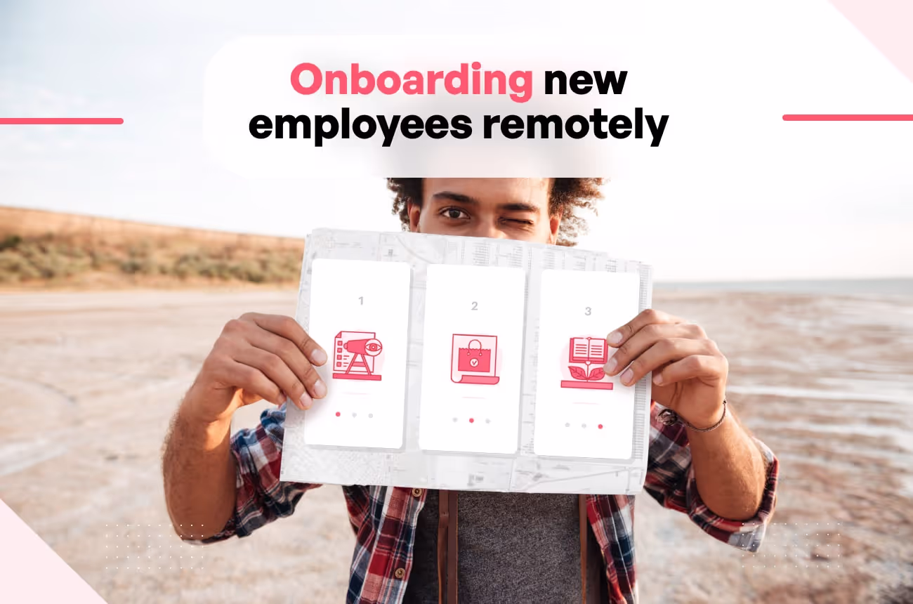 person holding onboarding remote employees process guide