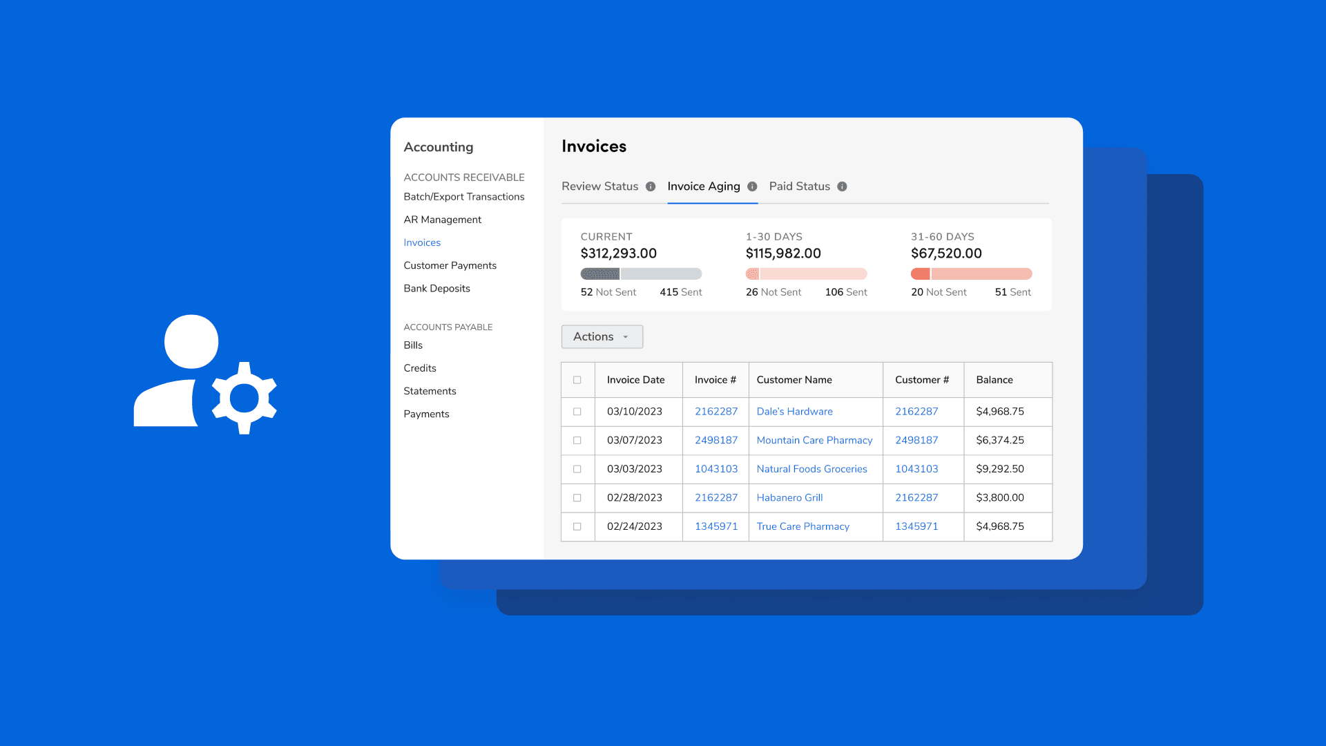 Dashboard managing customer invoices - Contractor Invoice
