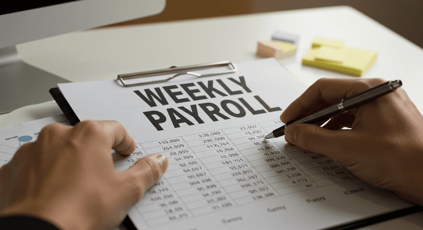 A person reviewing a weekly payroll - Payroll for Remote Workers