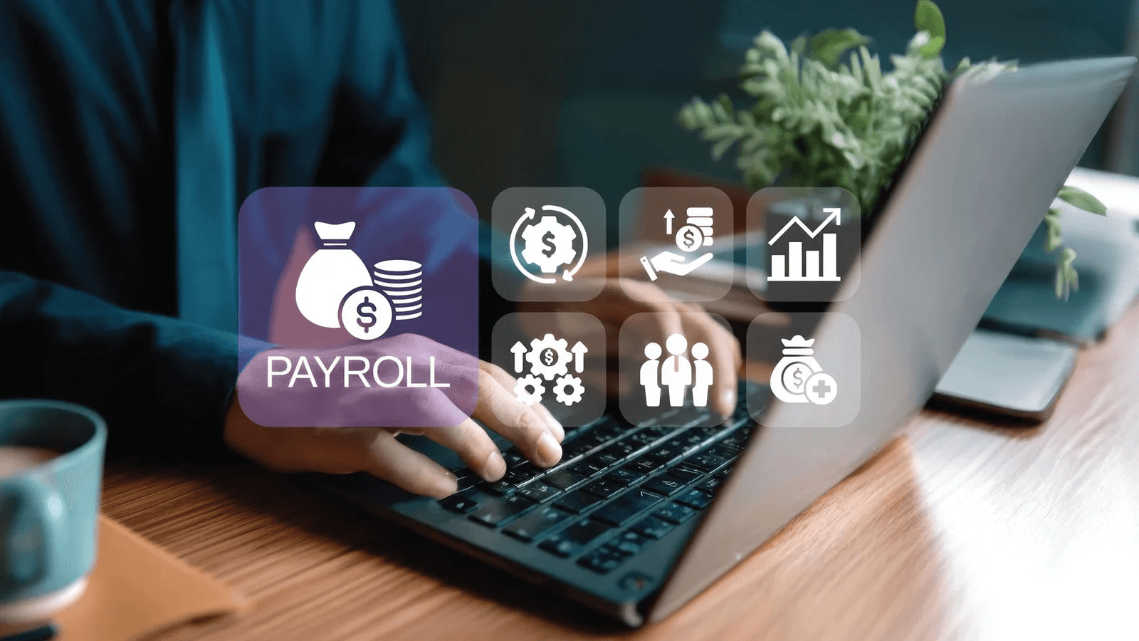 Digital payroll management using a laptop - Employer of Record Service Companies 