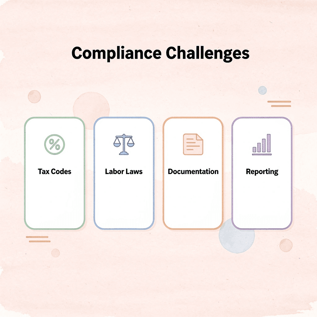 Infographic showing four main compliance challenges for contractors